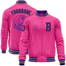 Load image into Gallery viewer, Custom Pink Purple-Black Bomber Varsity Letterman Zipper Jacket
