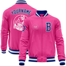 Load image into Gallery viewer, Custom Pink Royal-White Bomber Varsity Letterman Zipper Jacket
