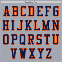 Load image into Gallery viewer, Custom Gray Navy-Orange Bomber Varsity Letterman Zipper Jacket
