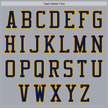 Load image into Gallery viewer, Custom Gray Navy-Gold Bomber Varsity Letterman Zipper Jacket
