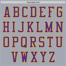 Load image into Gallery viewer, Custom Gray Purple-Gold Bomber Varsity Letterman Zipper Jacket
