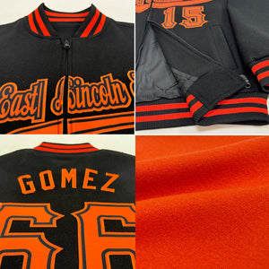 Custom Orange Green-Cream Bomber Varsity Letterman Zipper Jacket