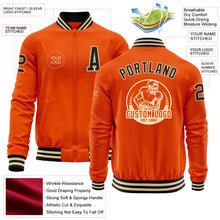 Load image into Gallery viewer, Custom Orange Black-Cream Bomber Varsity Letterman Zipper Jacket
