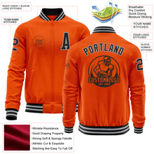 Load image into Gallery viewer, Custom Orange Black-Gray Bomber Varsity Letterman Zipper Jacket
