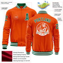 Load image into Gallery viewer, Custom Orange Kelly Green-White Bomber Varsity Letterman Zipper Jacket
