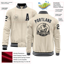 Load image into Gallery viewer, Custom Cream Black-Gray Bomber Varsity Letterman Zipper Jacket
