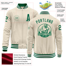 Load image into Gallery viewer, Custom Cream Kelly Green-White Bomber Varsity Letterman Zipper Jacket
