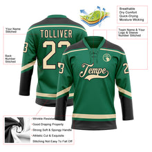 Load image into Gallery viewer, Custom Kelly Green City Cream-Black Hockey Lace Neck Jersey
