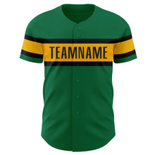 Load image into Gallery viewer, Custom Kelly Green Gold-Black Authentic Baseball Jersey
