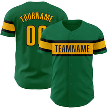 Load image into Gallery viewer, Custom Kelly Green Gold-Black Authentic Baseball Jersey
