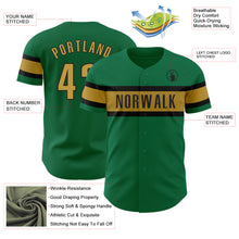 Load image into Gallery viewer, Custom Kelly Green Old Gold-Black Authentic Baseball Jersey
