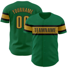 Load image into Gallery viewer, Custom Kelly Green Old Gold-Black Authentic Baseball Jersey
