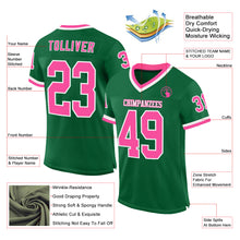 Load image into Gallery viewer, Custom Kelly Green Pink-White Mesh Authentic Throwback Football Jersey
