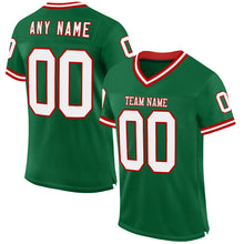 Load image into Gallery viewer, Custom Kelly Green White-Red Mesh Authentic Throwback Football Jersey
