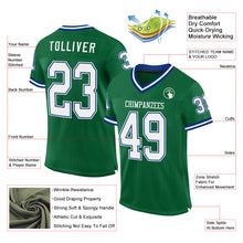 Load image into Gallery viewer, Custom Kelly Green White-Royal Mesh Authentic Throwback Football Jersey
