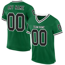 Load image into Gallery viewer, Custom Kelly Green Black-White Mesh Authentic Throwback Football Jersey
