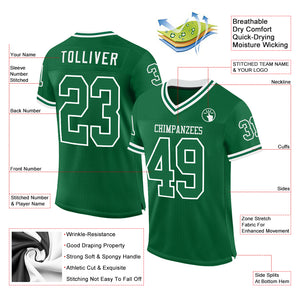 Custom Kelly Green White Mesh Authentic Throwback Football Jersey