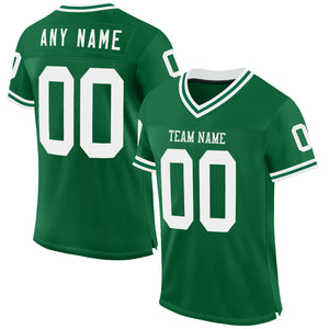 Custom Kelly Green White Mesh Authentic Throwback Football Jersey