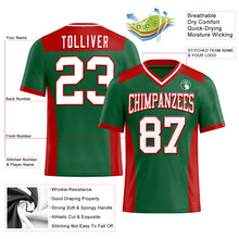 Load image into Gallery viewer, Custom Kelly Green White-Red Mesh Authentic Football Jersey
