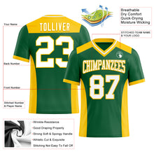 Load image into Gallery viewer, Custom Kelly Green White-Yellow Mesh Authentic Football Jersey
