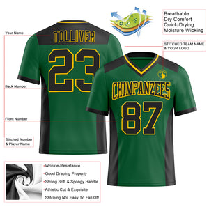 Custom Kelly Green Black-Yellow Mesh Authentic Football Jersey