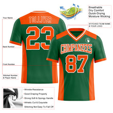 Load image into Gallery viewer, Custom Kelly Green Orange-White Mesh Authentic Football Jersey
