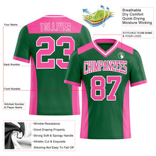 Load image into Gallery viewer, Custom Kelly Green Pink-White Mesh Authentic Football Jersey
