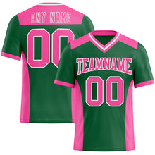 Load image into Gallery viewer, Custom Kelly Green Pink-White Mesh Authentic Football Jersey
