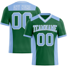 Load image into Gallery viewer, Custom Kelly Green Light Blue-White Mesh Authentic Football Jersey
