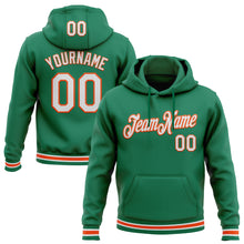 Load image into Gallery viewer, Custom Stitched Kelly Green White-Orange Sports Pullover Sweatshirt Hoodie
