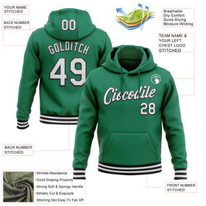 Custom Stitched Kelly Green White-Black Sports Pullover Sweatshirt Hoodie