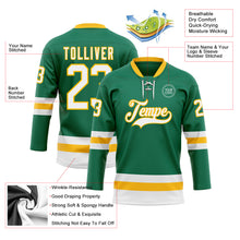 Load image into Gallery viewer, Custom Kelly Green White-Gold Hockey Lace Neck Jersey
