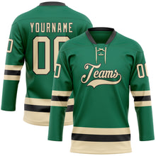 Load image into Gallery viewer, Custom Kelly Green Cream-Black Hockey Lace Neck Jersey
