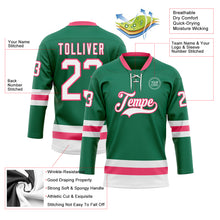 Load image into Gallery viewer, Custom Kelly Green White-Neon Pink Hockey Lace Neck Jersey
