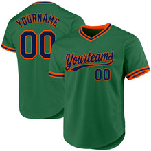 Load image into Gallery viewer, Custom Kelly Green Navy-Orange Authentic Throwback Baseball Jersey
