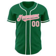 Load image into Gallery viewer, Custom Kelly Green Medium Pink-White Authentic Baseball Jersey
