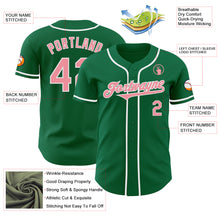 Load image into Gallery viewer, Custom Kelly Green Medium Pink-White Authentic Baseball Jersey
