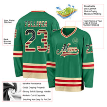 Load image into Gallery viewer, Custom Kelly Green Vintage USA Flag Cream-Red Hockey Jersey
