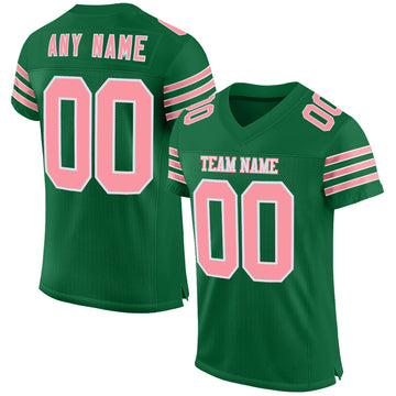 Custom Kelly Green Medium Pink-White Mesh Authentic Football Jersey