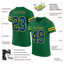 Load image into Gallery viewer, Custom Kelly Green Royal-Yellow Mesh Authentic Football Jersey
