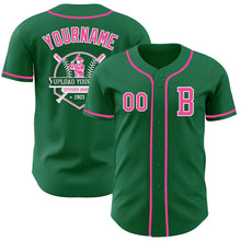 Load image into Gallery viewer, Custom Kelly Green Pink-White Authentic Baseball Jersey
