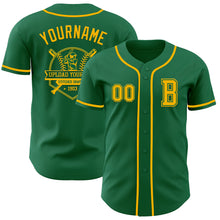 Load image into Gallery viewer, Custom Kelly Green Gold Authentic Baseball Jersey
