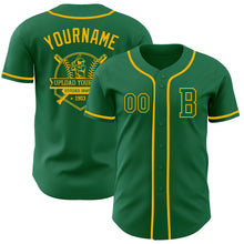 Load image into Gallery viewer, Custom Kelly Green Gold Authentic Baseball Jersey
