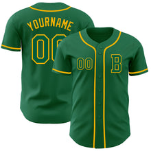 Load image into Gallery viewer, Custom Kelly Green Gold Authentic Baseball Jersey
