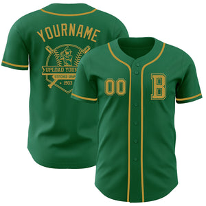 Custom Kelly Green Old Gold Authentic Baseball Jersey