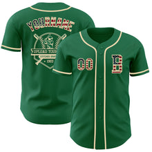 Load image into Gallery viewer, Custom Kelly Green Vintage USA Flag-Cream Authentic Baseball Jersey
