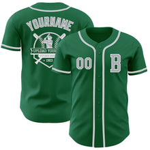 Load image into Gallery viewer, Custom Kelly Green Gray-White Authentic Baseball Jersey
