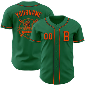 Custom Kelly Green Orange-Black Authentic Baseball Jersey