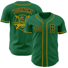 Load image into Gallery viewer, Custom Kelly Green Black-Gold Authentic Baseball Jersey
