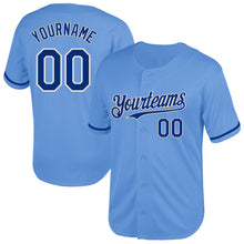 Load image into Gallery viewer, Custom Light Blue Royal-White Mesh Authentic Throwback Baseball Jersey
